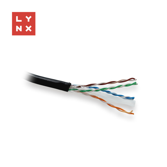 LYNX UTP kabel, Cat6, PE (Fca), celoměděný, venkovní, černý, box 305m