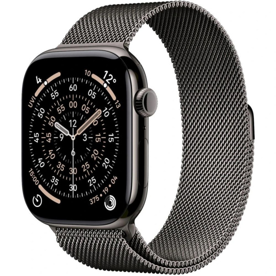 Apple Watch Series 11 GPS + Cellular 46mm Slate Titanium Case with Slate Milanese Loop - M/L Apple Watch Series 11 GPS + Cellular 46mm Slate Titanium Case with Slate Milanese Loop - M/L