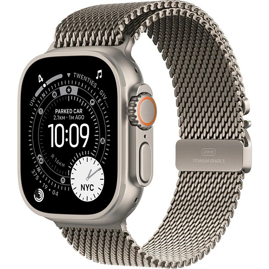 Apple Watch Ultra 3 GPS + Cellular 49mm Natural Titanium Case with Natural Titanium Milanese Loop - Large Apple Watch Ultra 3 GPS + Cellular 49mm Natural Titanium Case with Natural Titanium Milanese Loop - Large