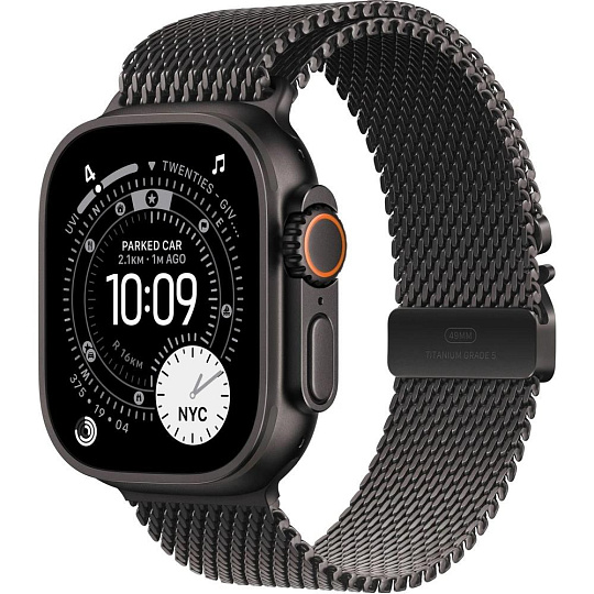 Apple Watch Ultra 3 GPS + Cellular 49mm Black Titanium Case with Black Titanium Milanese Loop - Medium Apple Watch Ultra 3 GPS + Cellular 49mm Black Titanium Case with Black Titanium Milanese Loop - Medium