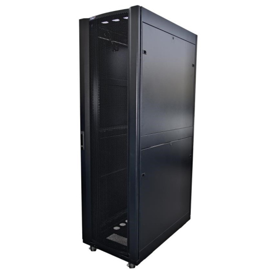 LEXI-Net 19" stojanový rozvaděč 42U 600x1000 rozebiratelný, kolečka, 1000kg, perforované dveře, černý LEXI-Net 19" stojanový rozvaděč 42U 600x1000 rozebiratelný, kolečka, 1000kg, perforované dveře, černý