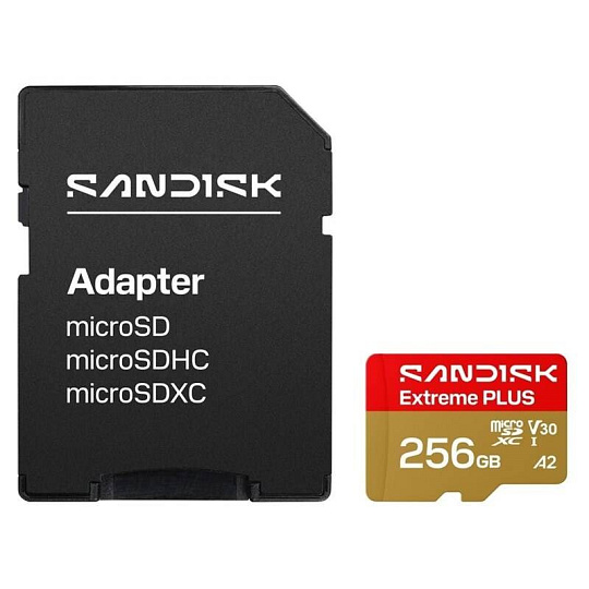 SanDisk MicroSDHC karta 256GB Extreme PLUS (R250/W170MB/s, UHS-I V30, Rescue Pro Deluxe) + adaptér SanDisk MicroSDHC karta 256GB Extreme PLUS (R250/W170MB/s, UHS-I V30, Rescue Pro Deluxe) + adaptér