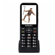 BAZAR - EVOLVEO EasyPhone LT, mobilní telefon pro seniory s nabíjecím stojánkem, černá - Poškozený obal (Komplet)