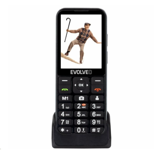 BAZAR - EVOLVEO EasyPhone LT, mobilní telefon pro seniory s nabíjecím stojánkem, černá - Poškozený obal (Komplet)