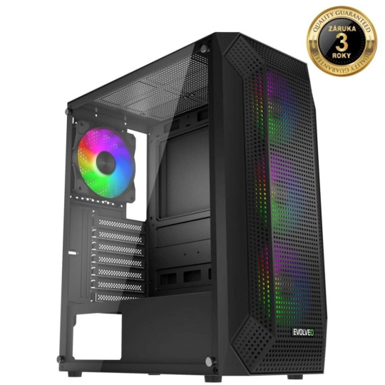 EVOLVEO Xenon, skříň ATX, 4x ARGB ventilátor 120mm, přední panel airflow mesh, černá EVOLVEO Xenon, skříň ATX, 4x ARGB ventilátor 120mm, přední panel airflow mesh, černá