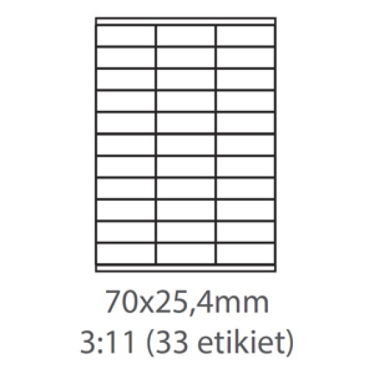 etikety kompatibil Samolepiace 70x25,4 univerzálne biele (1000 listov A4/bal.)