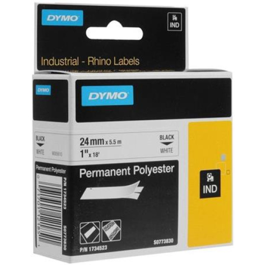 páska DYMO 1734523 D1 RHINO Black On White Permanent Polyester Tape (24mm)