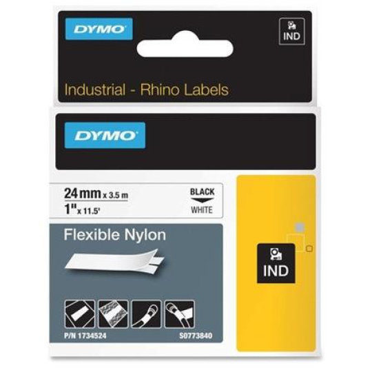 páska DYMO 1734524 D1 Black On White Flexible Nylon Tape (24mm)