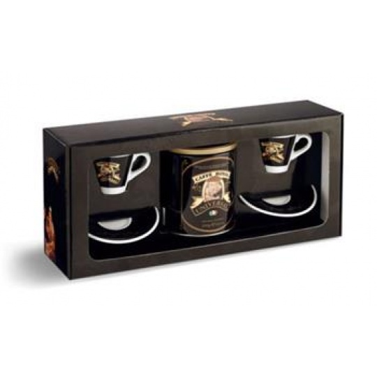Káva UNIVERSAL ROYAL darčekový set – káva mletá 250g plechovka + 2x šálka espresso Káva UNIVERSAL ROYAL darčekový set – káva mletá 250g plechovka + 2x šálka espresso