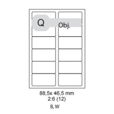 etikety kompatibil Samolepiace 88,5 x 46,5mm univerzálne biele 12ks/A4 (100 listov A4/bal.)
