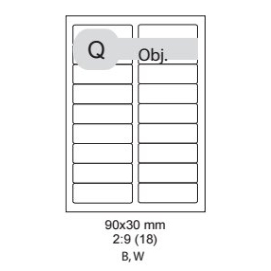 etikety kompatibil Samolepiace 90 x 30mm univerzálne biele 18ks/A4 (100 listov A4/bal.)
