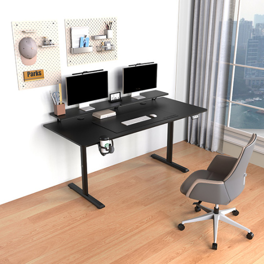 Pracovný stôl, elektricky nastaviteľná výška, 160X70 cm, 72-117 cm, HIGHLANDER XXL BLACK, čierny, ULTRADESK