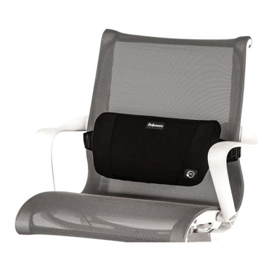 Bedrová opierka PlushTouch, nastaviteľný pásik, čierna, pamäťová pena a gélové korálky, Fellowes