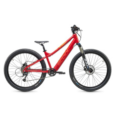 SCOOL Detský bicykel e-troX race 24-9S červená/oranžová (od 125 cm)