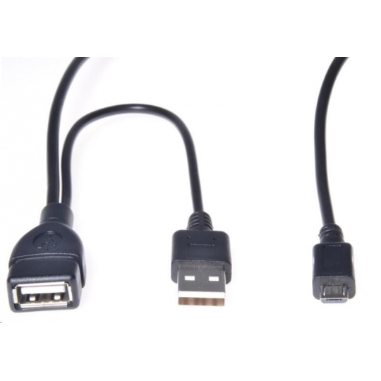 PREMIUMCORD USB redukčný kábel USB A/samec+USB A/samec - Micro USB/samec OTG