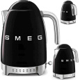 Smeg KLF04BLEU rychlovarná konvice, 1,7 l (7 šálků), 2400 W, styl 50. let, řízení teploty, 7 programů, černá