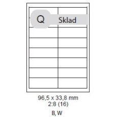 etikety kompatibil Samolepiace 96,5x33,8 univerzálne biele 16ks/A4 (1000 listov A4/bal.)