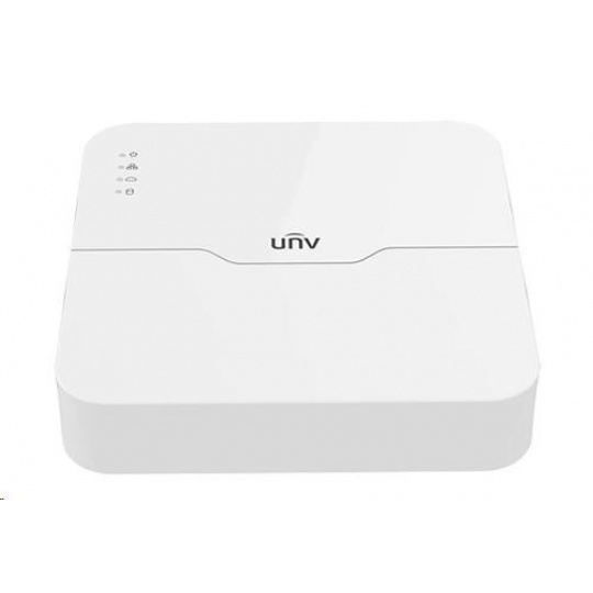 Uniview NVR, 8 kanálov, 8xPoE (max.108W), H.265, 1x HDD (max.6 TB), šírka pásma 64/48 Mb/s, HDMI, VGA, 2xUSB 2.0, zvuk, ONVIF