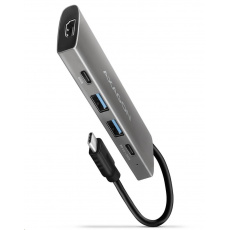 AXAGON HMC-5, USB 3.rozbočovač 2. generácie, 2x porty USB-A, HDMI, slot SD/microSD, 100W PD, 20cm kábel USB-C