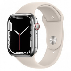 Apple Watch Series 7 Cell, 45mm Silver/Steel Case/Starlight SportBand Apple Watch Series 7 Cell, 45mm Silver/Steel Case/Starlight SportBand