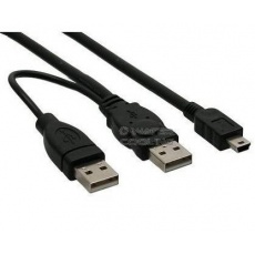 Kábel USB PREMIUMCORD 2.0 napájací Y kábel A/M + A/M -- A/M mini 0.4m + 0.5m