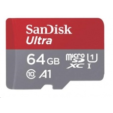 Karta SanDisk MicroSDXC 64 GB Ultra (100 MB/s, A1 Class 10 UHS-I, Android - zobrazovacie balenie) + adaptér