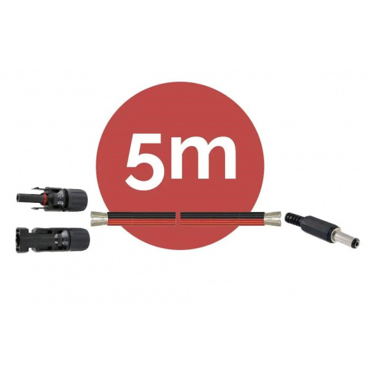 Napájaci prepojovací kábel MC4 -> Jack 5,5/2,1 k solárnemu panelu, dĺžka 5m - VIKING