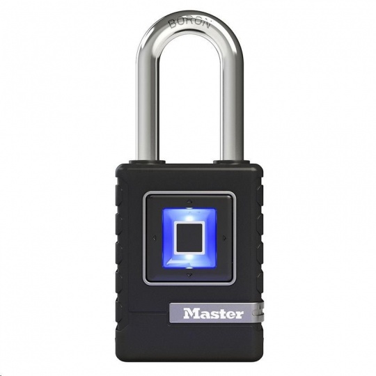 Master Lock 4901EURDLH visací zámek, biometrický, na otisk prstu, až 10 otisků prstů, černá