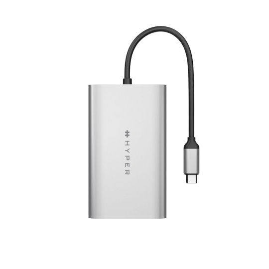 HyperDrive USB-C To Dual HDMI Adaptér + PD over USB (M1) - Duálny HDMI - USB-C adaptér, strieborný