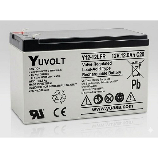 Baterie - YUVOLT Y12-12FR (12V; 12Ah; faston F2-6,3mm; životnost 3-5let)