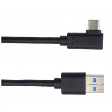 PREMIUMCORD Kábel USB typ C/M so zahnutým konektorom 90° - USB 3.0 A/M, 1m