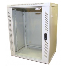LEXI-Net 19" nástěnný rozvaděč 4U 600x450, nosnost 60 kg, skleněné dveře, rozložený, šedý