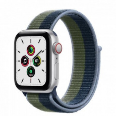 APPLE Watch SE GPS + Cellular, 40mm Silver Alum. Case with Abyss Blue/Moss Green Sport Loop APPLE Watch SE GPS + Cellular, 40mm Silver Alum. Case with Abyss Blue/Moss Green Sport Loop