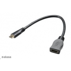 AKASA redukčný kábel HDMI mini na HDMI samica, full HD, 25 cm