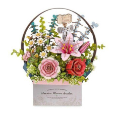 RoboTime 3D dřevěná skládačka Košík s květinami RoboTime 3D dřevěná skládačka Košík s květinami