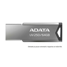 ADATA Flash Disk 256GB UV350, USB 3.2 Dash Drive, tmavě stříbrná textura kov