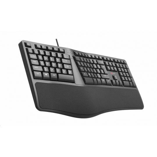 C-TECH Klávesnice KB-113E USB, ERGO,  černá, CZ/SK