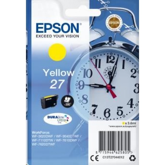 Atramentová tyčinka EPSON Singlepack "Alarm clock" Yellow 27 DURABrite Ultra Ink