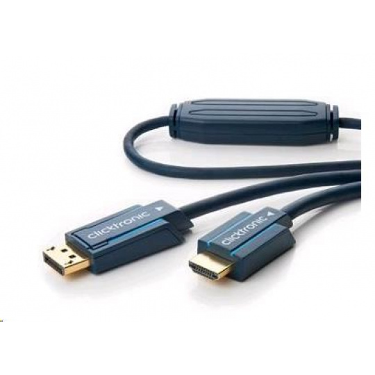 CLICTRONIC Kabel HQ Display Port - HDMI, 2m, 3D, zlacené konektory, dvojité stínění
