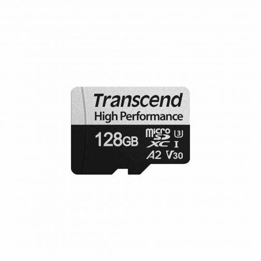 Karta TRANSCEND MicroSDXC 128GB 330S, UHS-I U3 A2 + adaptér