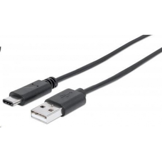 MANHATTAN USB kábel 2.0 C, C samec / A samec, 1 m, čierna