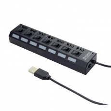 GEMBIRD USB hub, 2.0, 7 port, externí zdroj napájení, s vypínači, černá GEMBIRD USB hub, 2.0, 7 port, externí zdroj napájení, s vypínači, černá