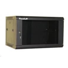 XtendLan 19" nástěnný rozvaděč 6U 600x450, nosnost 60 kg, skleněné kouřové dveře, svařovaný, černý