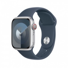 APPLE Watch Series 9 GPS + Cellular 45mm Silver Aluminium Case with Storm Blue Sport Band - M/L