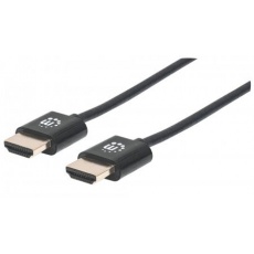 MANHATTAN Ultratenký vysokorýchlostný kábel HDMI s Ethernetom, HEC, ARC, 3D, 4K, HDMI samec - samec, tienený, čierny, 3 m