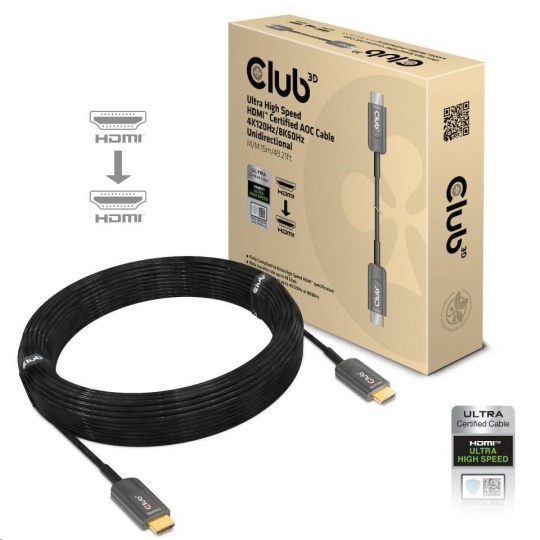 Club3D Kabel HDMI, Ultra High Speed HDMI™ Certified AOC Cable, 4K120Hz/ 8K60Hz (M/M), 15m