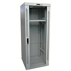 LEXI-Net 19" stojanový rozvaděč 45U 800x800 rozebiratelný, ventilace, termostat, kolečka, 600kg, sklo, rozložený, šedý
