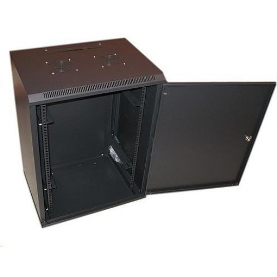 XtendLan 19" nástěnný rozvaděč 22U 600x450, nosnost 60kg, plné dveře, svařený, proti vykradení,černý