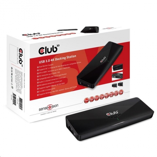 Club3D Dokovací stanice USB 3.0 4K30Hz UHD + mini DP, MST (2xminiDP/3x USB 3.1/Ethernet)