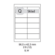 etikety kompatibil Samolepiace 96,5 x 42,3mm univerzálne biele 12ks/A4 (100 listov A4/bal.)
